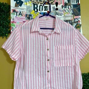 Pink Striped Cropped Shirt